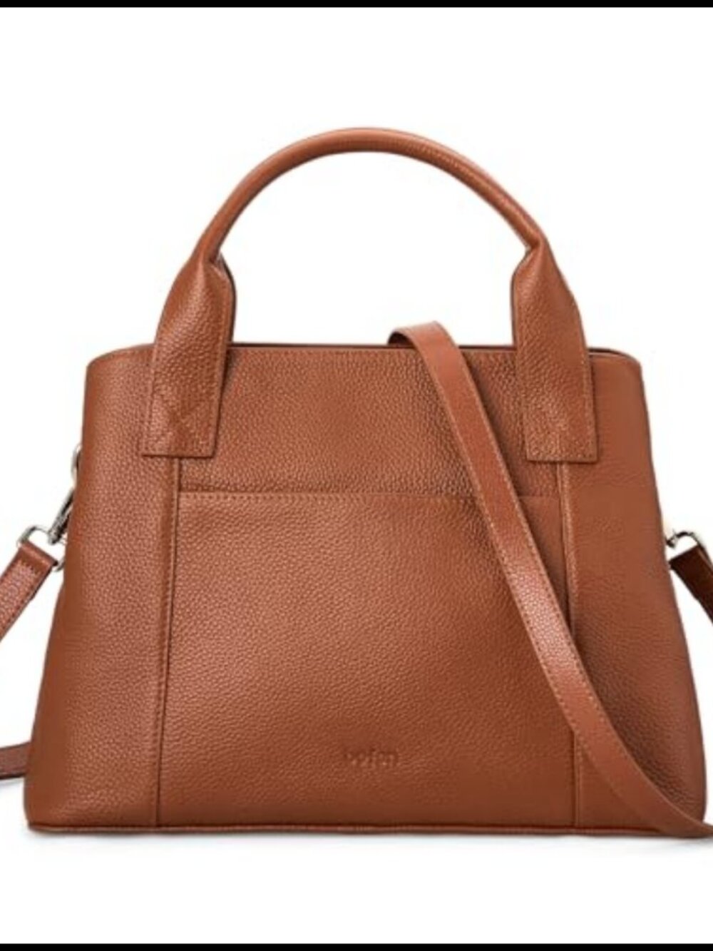 Genuine Leather Satchel Crossbody Tote Bag with Adjustable Strap